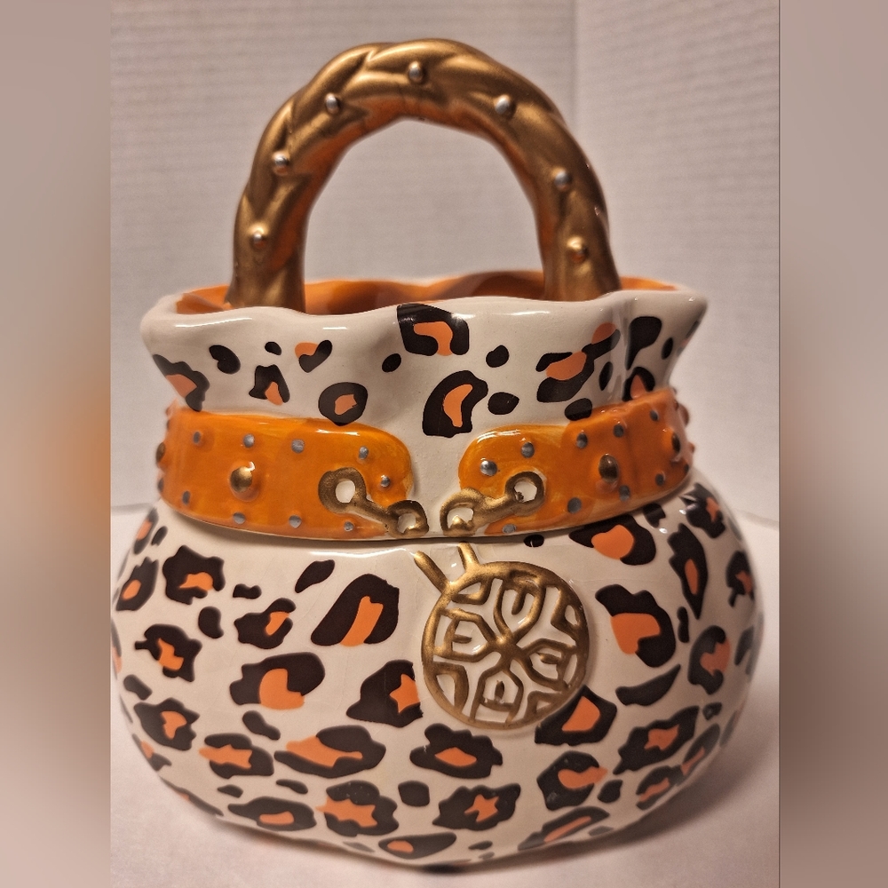 David's Cookies- Small Cheetah Print Purse Cookie Jar